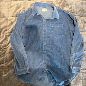 American Eagle Outfitters Blue Corduroy Button Up